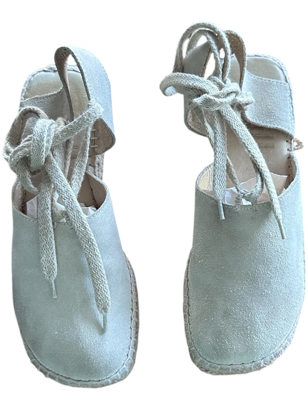 J. Jill Cream Suede Leather Espadrille Lace-Up Sandals 7.5 EU 38
